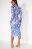 Jolene Blue Spotted Midi Dress