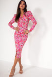 Jolene Pink Spotted Midi Dress Rich text editor