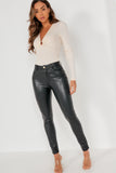 Kaia Black Faux Leather Skinny Trousers