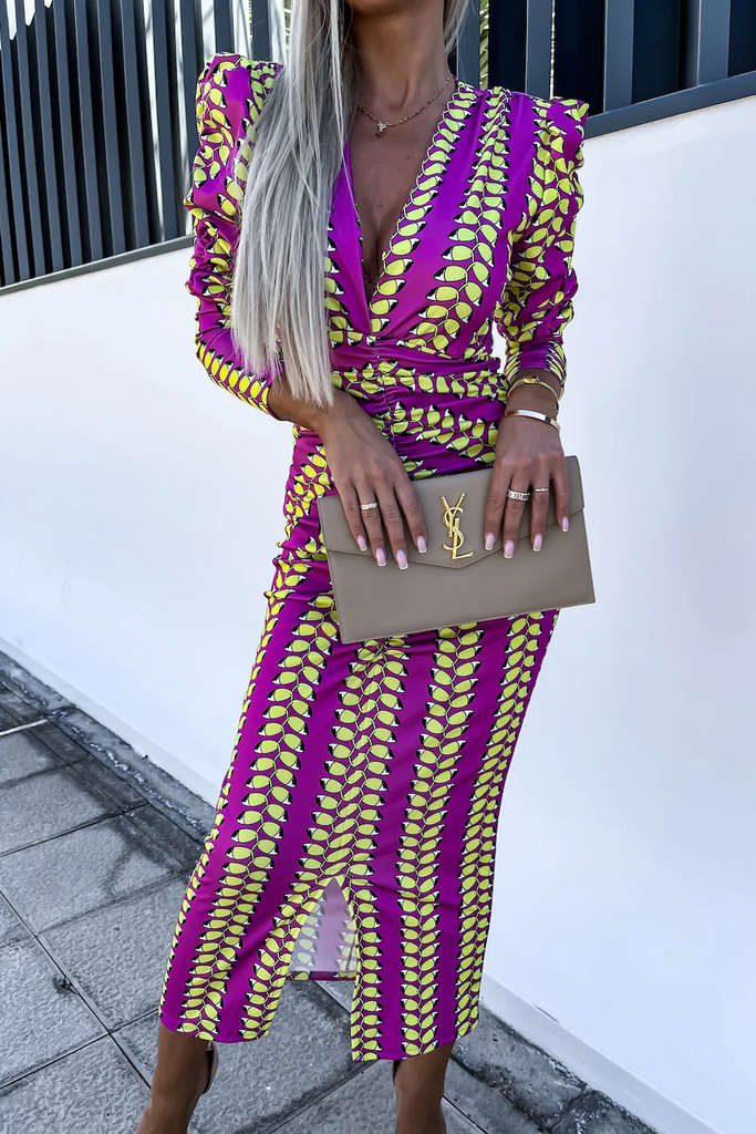 Kenzie Purple and Yellow Printed Dress