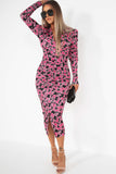 Layton Black and Pink Floral Midi Dress