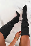 Lola Black Suedette Slouch Knee Boots