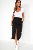 Nancy Black Cargo Midi Skirt
