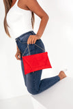 Nettie Red Suedette Envelope Clutch Bag
