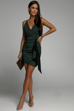 Perry Green Shimmer Wrap Mini Dress