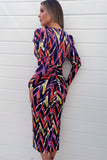Portia Purple Printed Midi Dress