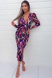 Portia Purple Printed Midi Dress