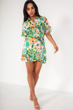 Sandra Green Floral Wrap Dress