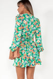 Savannah Green Floral Belted Dress