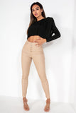 Shannon Black Padded Shoulder Top