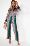 Shelley Green Satin Printed Jumpsuit