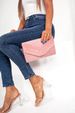 Stella Pink Suedette Clutch Bag