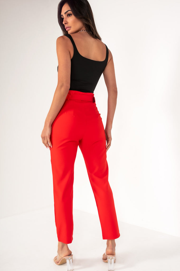 Tamera Red Belted Cigarette Trousers