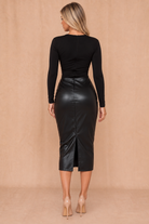 Muireann Black Faux Leather 2 in 1 Dress
