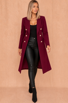 Winona Plum Longline Double Breasted Coat