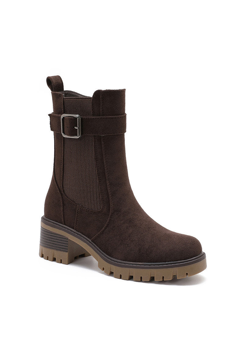 Hunter Chocolate Contrast Sole Suedette Chelsea Boots