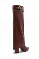 Mo Wine Fold Over Knee High Boots