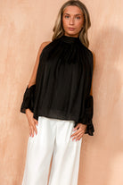 Abbey Black Cold shoulder Blouse