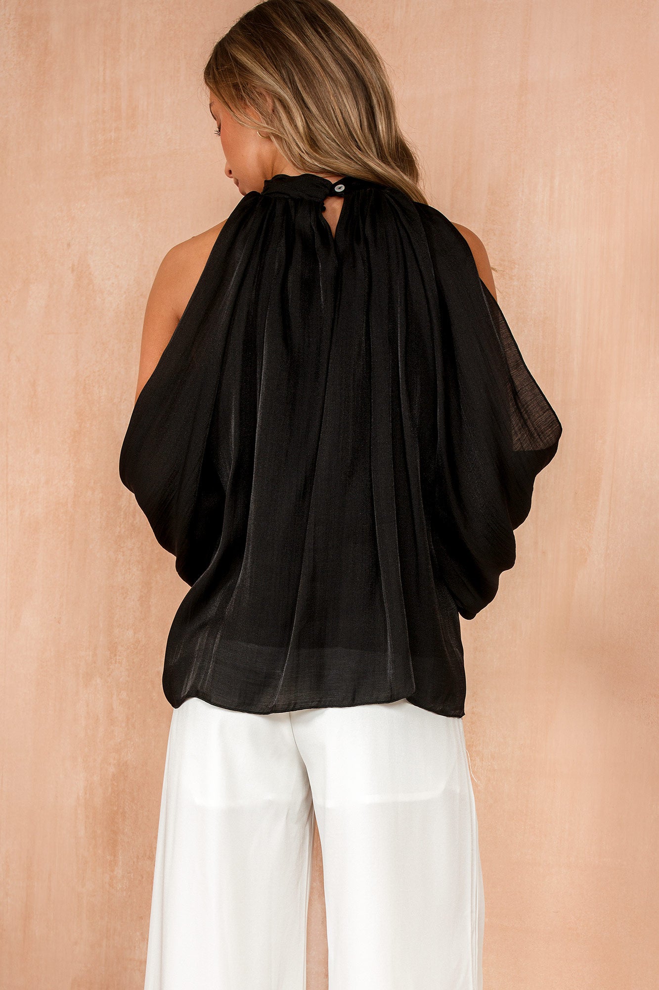 Abbey Black Cold shoulder Blouse