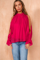 Abbey Fuchsia Cold Shoulder Blouse