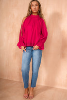 Abbey Fuchsia Cold Shoulder Blouse