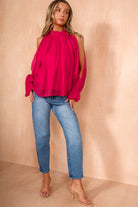 Abbey Fuchsia Cold Shoulder Blouse