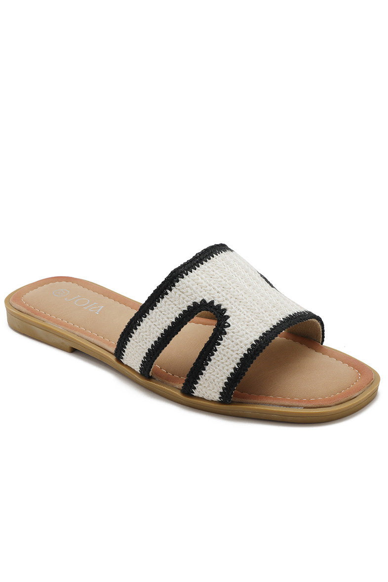 Abigail White Woven Cut Out Sliders