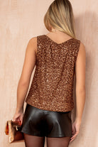 Addie Leopard Sequin Sleeveless Top
