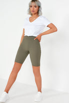 Adele Khaki Ribbed Cycling Shorts