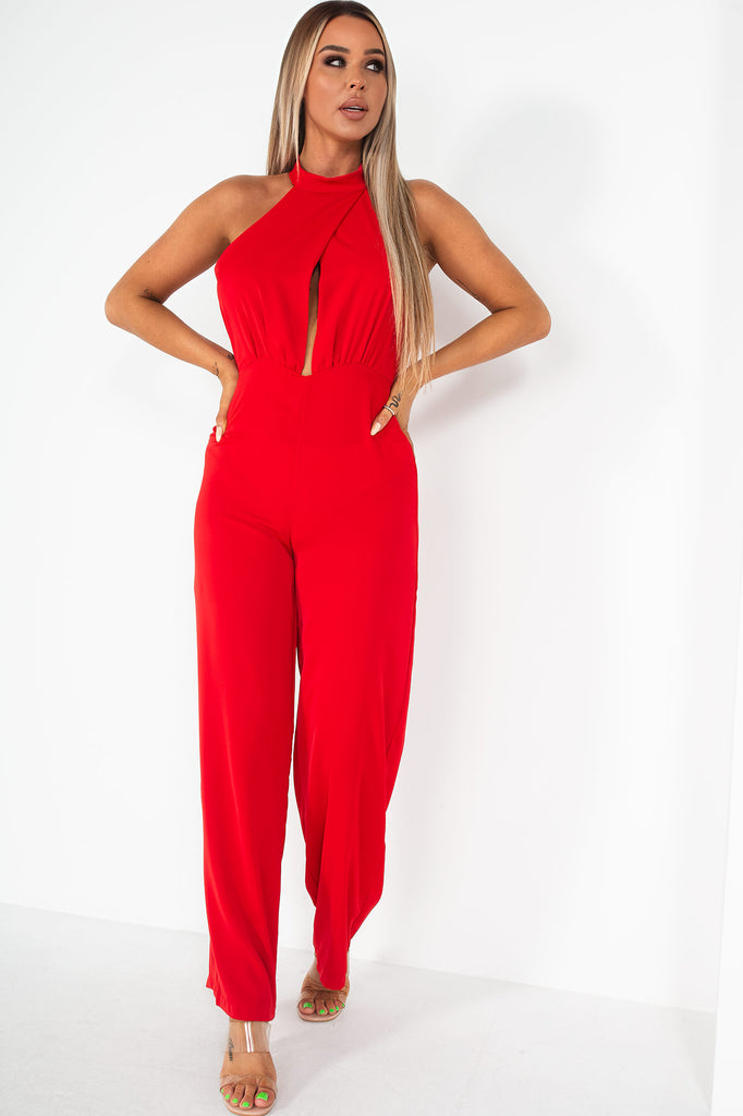 Adele Red Wide Leg Jumpsuit