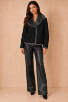 Adelina ONLY Charcoal Reversible Faux Fur Jacket
