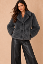 Adelina ONLY Charcoal Reversible Faux Fur Jacket