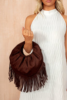 Adrianna Chocolate Suedette Tassel Bag
