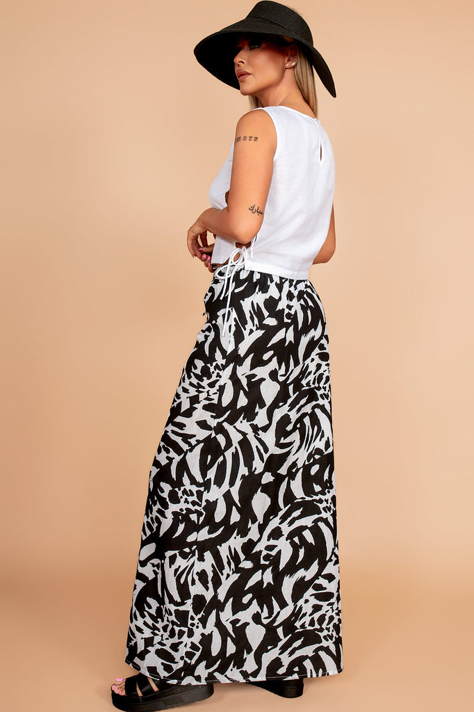 Agatha Monochrome Linen Skirt