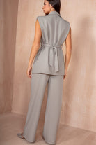 Aine Greige Tie Waistcoat Co Ord