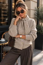 Alaia Taupe Knit Tie Neck Cardigan