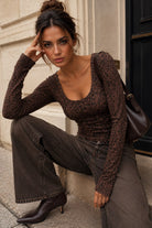 Alani Leopard Print Ribbed Scoop Neck Top