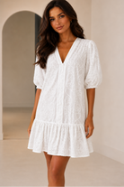 Alara White Paisley Embroidered Mini Dress