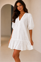 Alara White Paisley Embroidered Mini Dress
