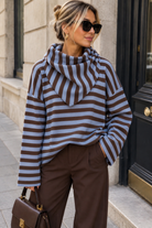 Alec Blue & Chocolate Fine Knit Striped Top