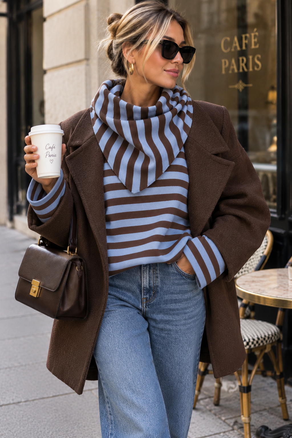 Alec Blue & Chocolate Fine Knit Striped Top