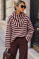 Alec Burgundy & Pink Fine Knit Striped Top