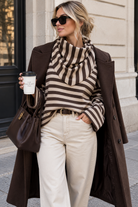 Alec Chocolate & Stone Fine Knit Striped Top