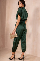 Alexa Khaki Satin Jumpsuit