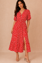 Alexis Red Ditsy Print Midi Dress