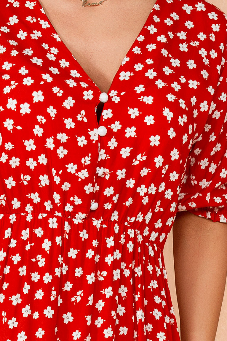 red ditsy floral midi dress Alexis Red Ditsy Print Midi Dress – Vavavoom.ie