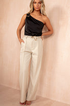 Alice Black Satin One Shoulder Bodysuit