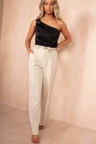 Alice Black Satin One Shoulder Bodysuit