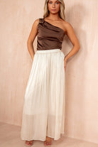 Alice Chocolate Satin One Shoulder Bodysuit