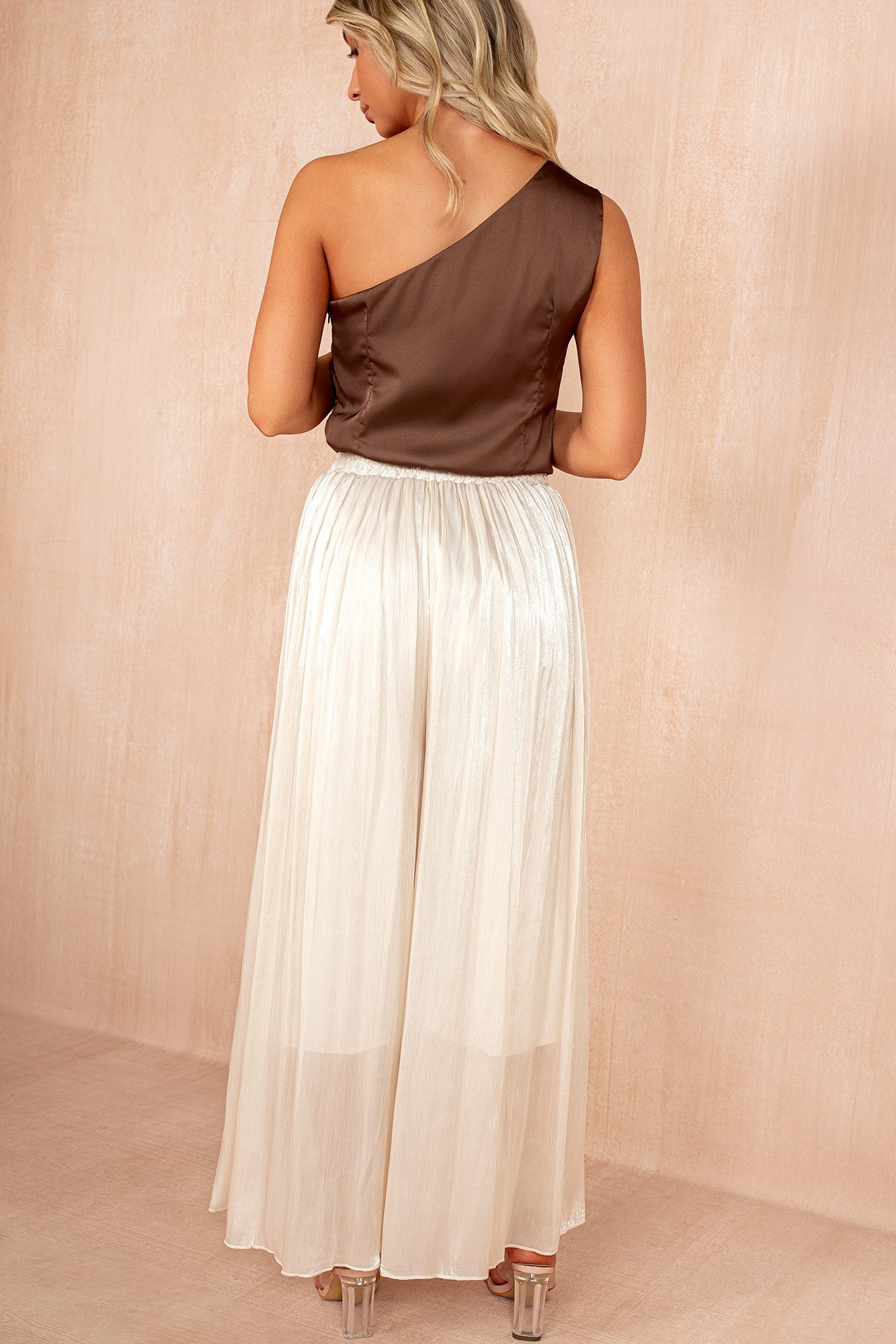 Alice Chocolate Satin One Shoulder Bodysuit